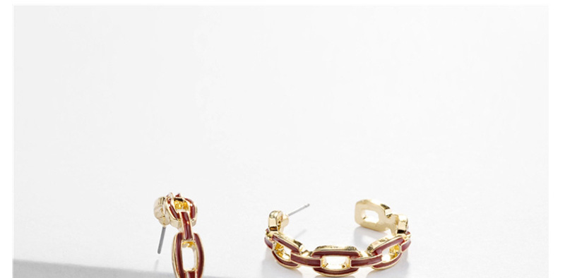 Fashion Meters White Alloy Chain Hollow C-shaped Oil Drop Earrings,Hoop Earrings