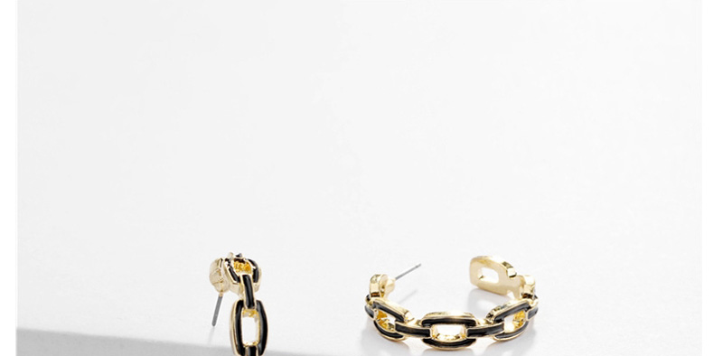 Fashion Meters White Alloy Chain Hollow C-shaped Oil Drop Earrings,Hoop Earrings