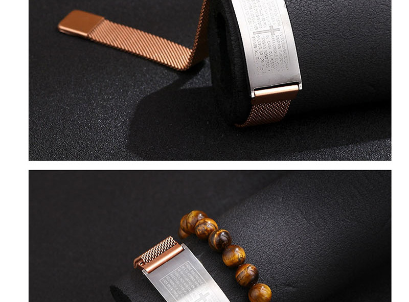 Fashion Steel Color Stainless Steel Scripture Cross Magnetic Buckle Bracelet,Bracelets