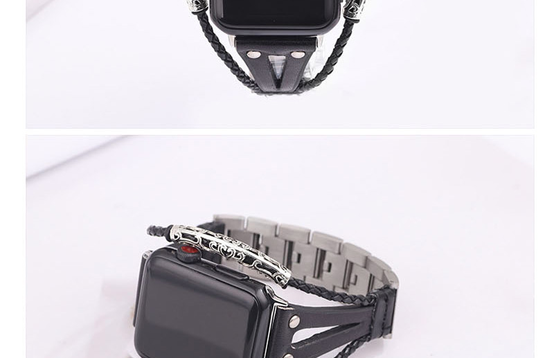 Fashion Black Leather Stainless Steel Watch (for Apple Iwatch3/4),Bracelets