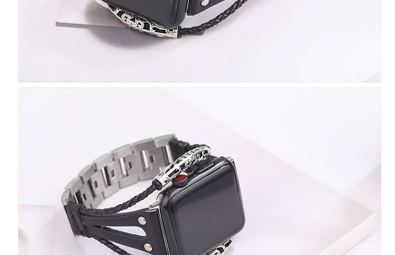 Fashion Black Leather Stainless Steel Watch (for Apple Iwatch3/4),Bracelets
