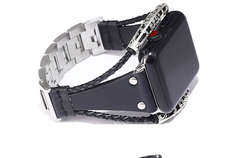 Fashion Black Leather Stainless Steel Watch (for Apple Iwatch),Bracelets