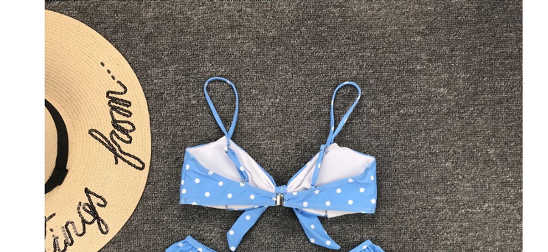 Fashion Blue Dot Knotted Split Swimsuit,Bikini Sets