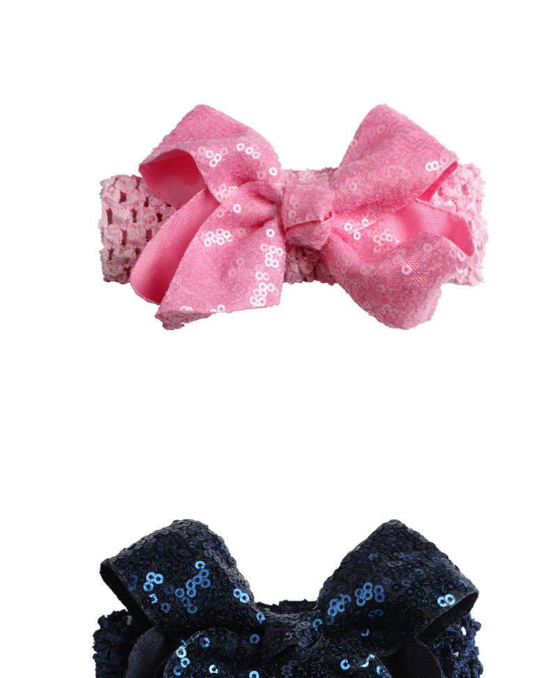 Fashion Navy Sequin Bow Knit Children