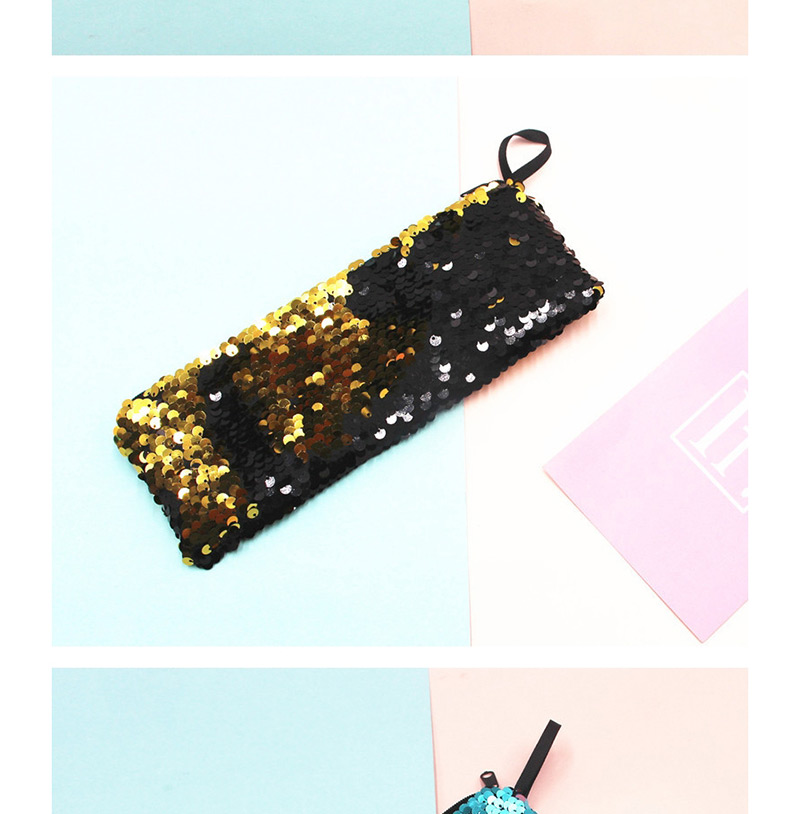 Fashion Black + Gold Mermaid Two-color Sequin Pencil Case,Pencil Case/Paper Bags
