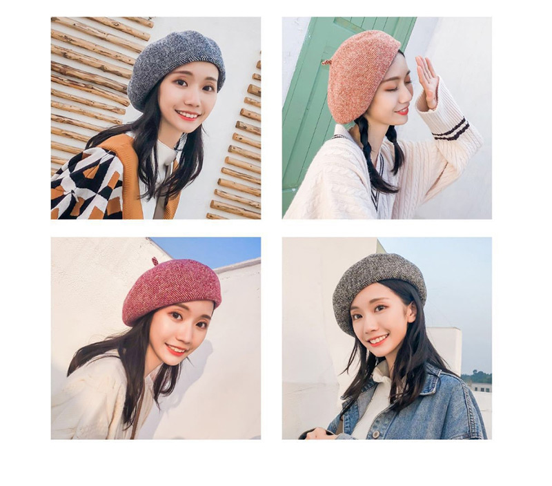 Fashion Black Two-tone Wool-blend Beret,Beanies&Others
