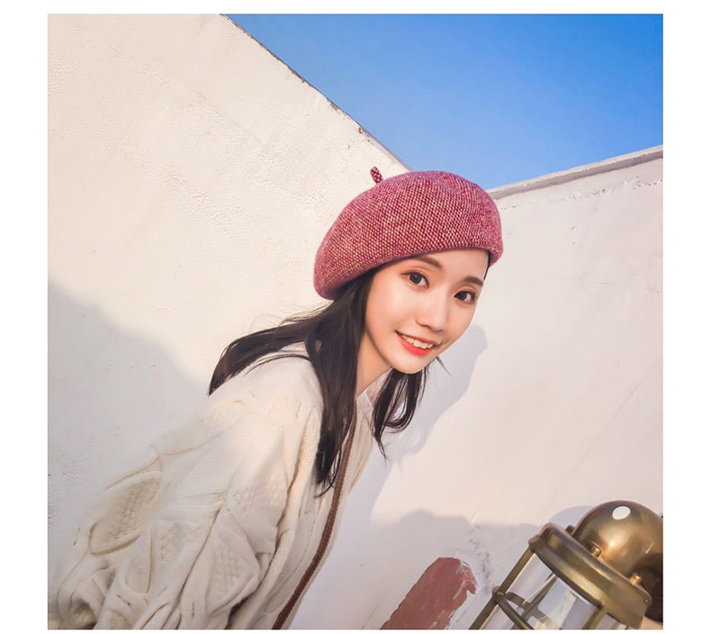 Fashion Red Two-tone Wool-blend Beret,Beanies&Others