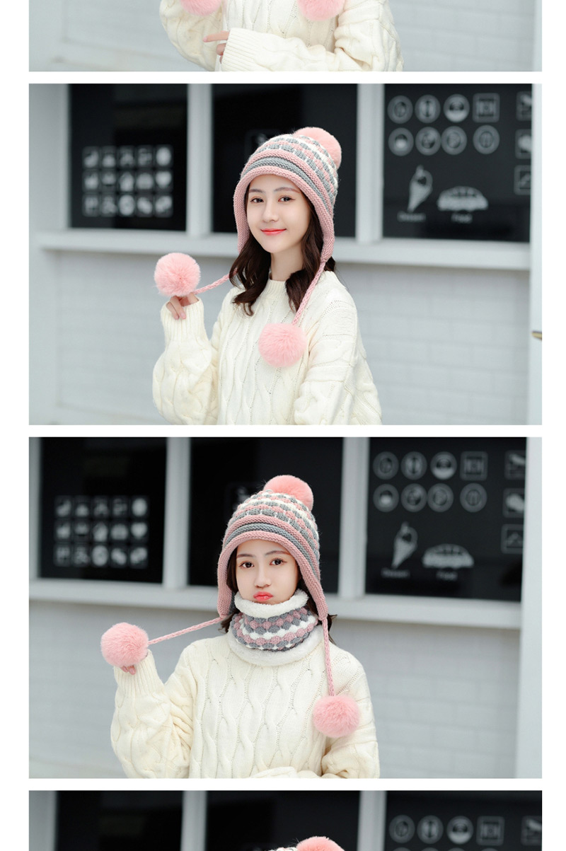 Fashion Pink Hair Ball Knitted Wool Cap,Knitting Wool Hats