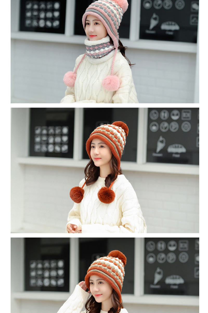 Fashion Brick Red Hair Ball Knitted Wool Cap,Knitting Wool Hats