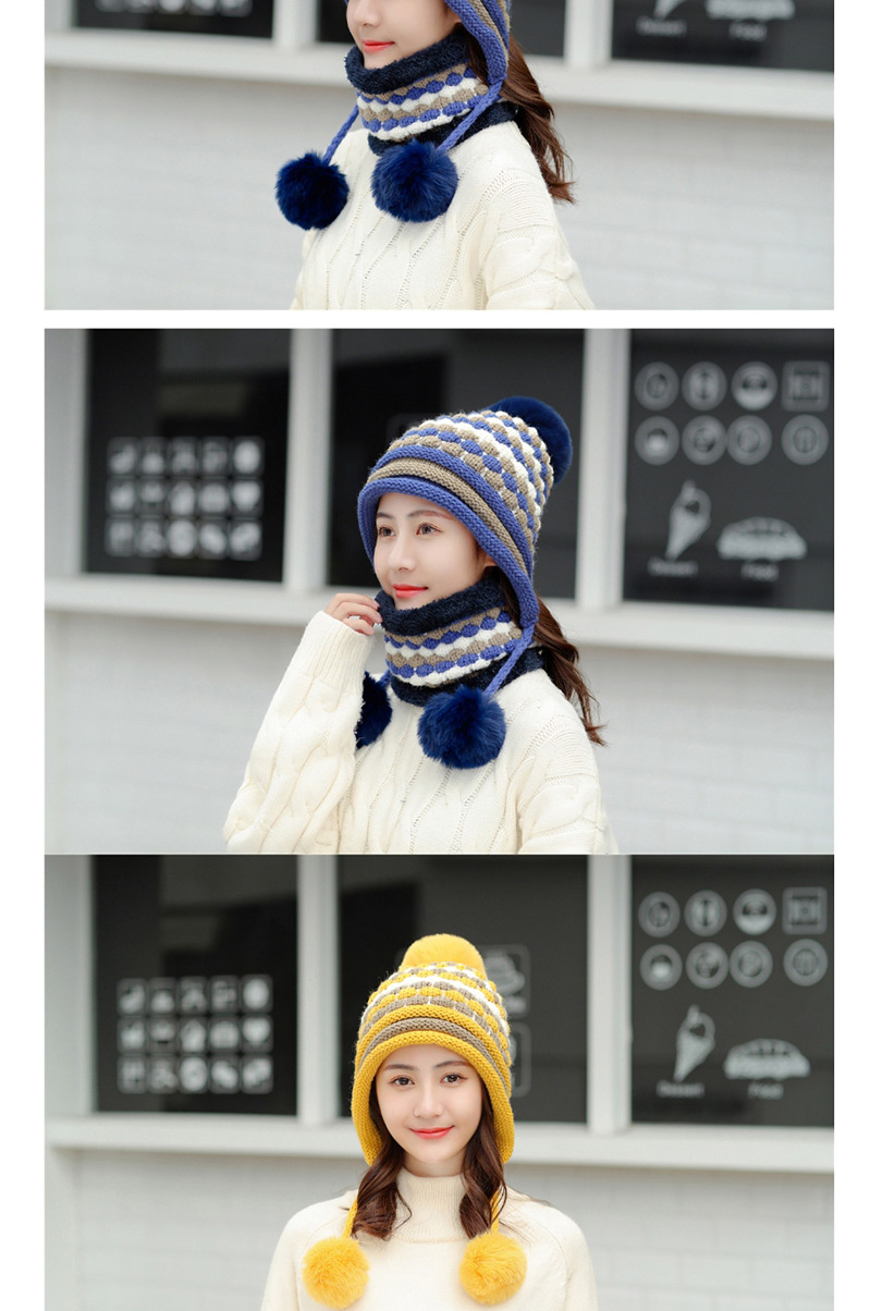 Fashion Yellow Suit Hair Ball Knitted Wool Cap,Knitting Wool Hats