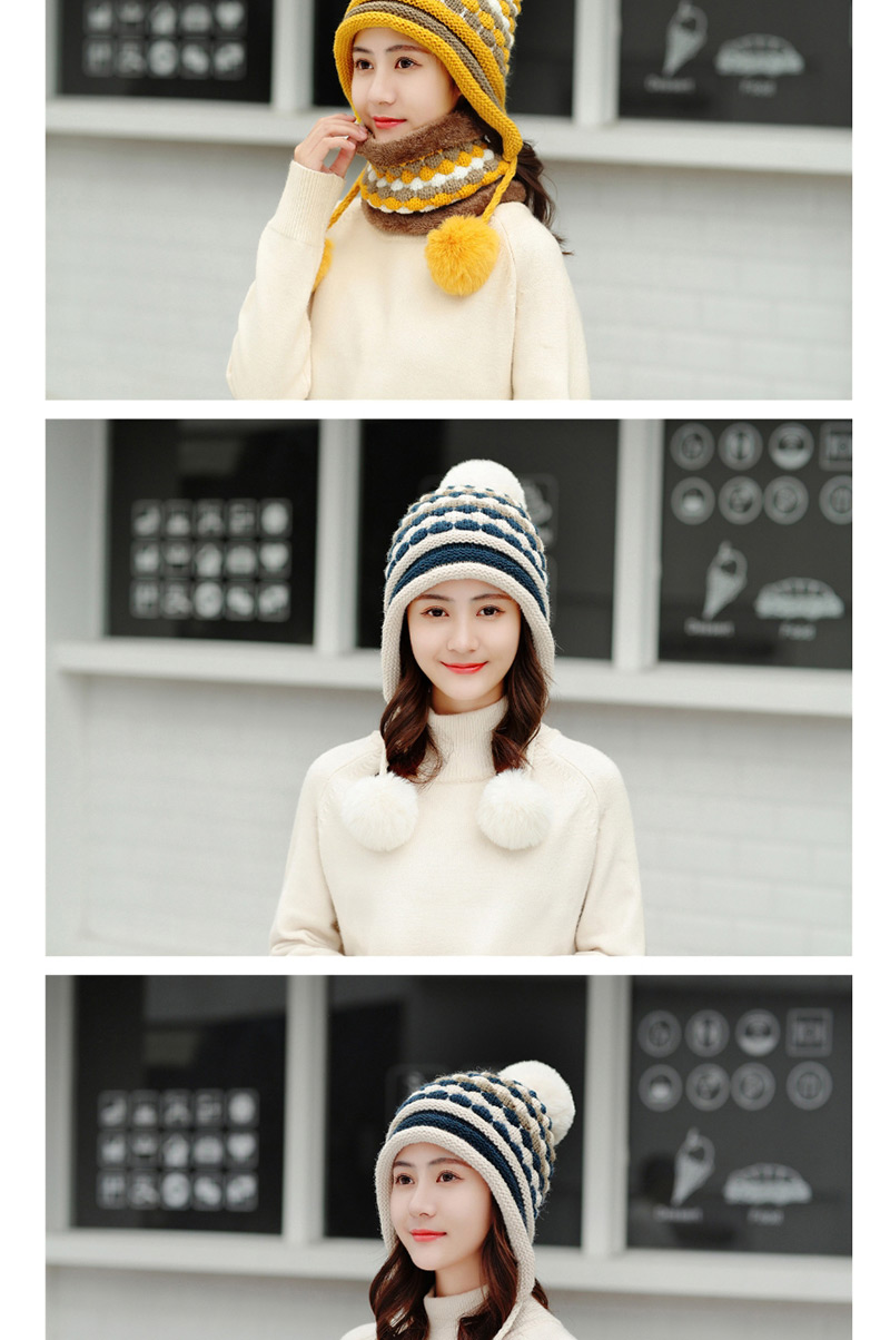 Fashion Yellow Hair Ball Knitted Wool Cap,Knitting Wool Hats