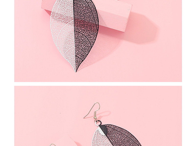 Fashion Black Leaf Simulation Texture Earrings,Drop Earrings