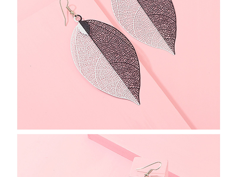 Fashion Black Leaf Simulation Texture Earrings,Drop Earrings