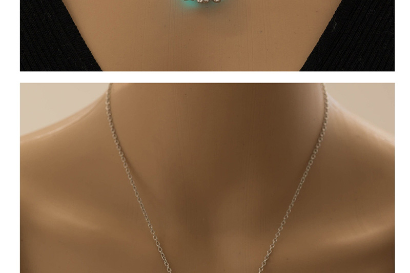 Fashion Blue Green Elephant Hollow Night Light Necklace,Pendants