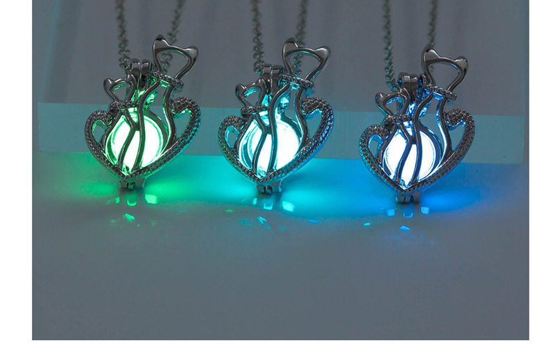 Fashion Uv Lamp Color Random (with Battery) Two Cats Family Luminous Necklace,Household goods