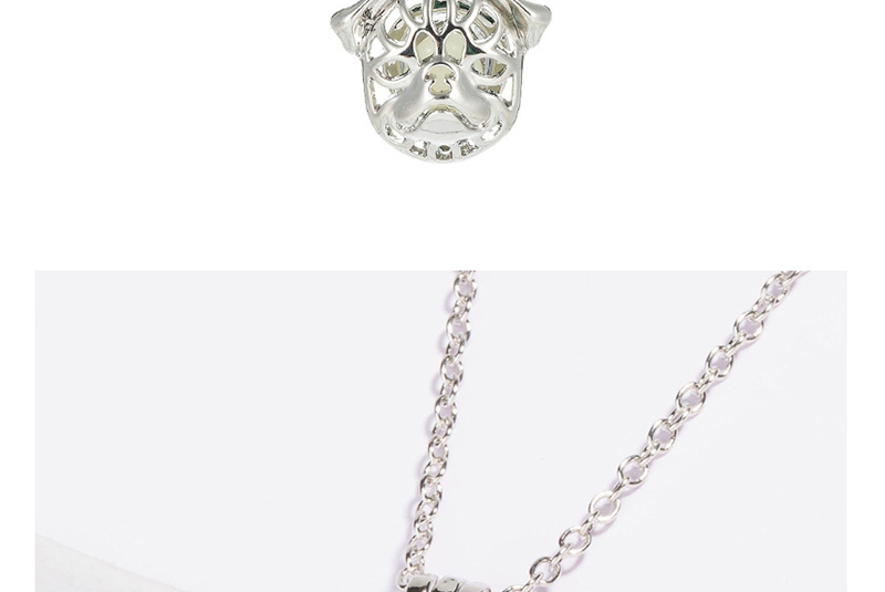 Fashion Sky Blue Openwork To Open The Pug Night Light Necklace,Pendants