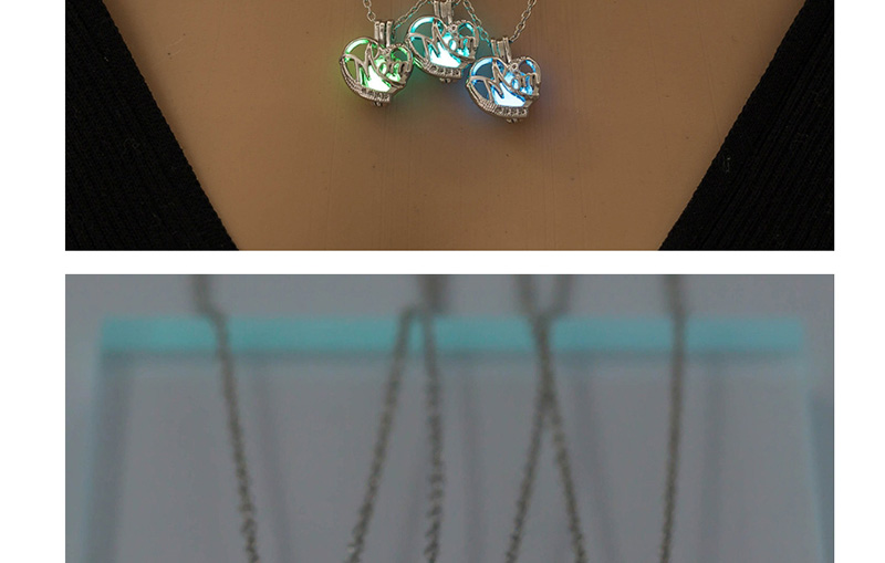 Fashion Uv Lamp Color Random (with Battery) Mom Love Family Luminous Necklace,Household goods