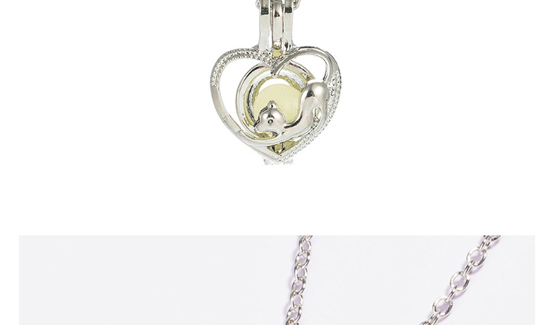 Fashion White K+ Sky Blue Fox Love Heart Shaped Necklace,Pendants