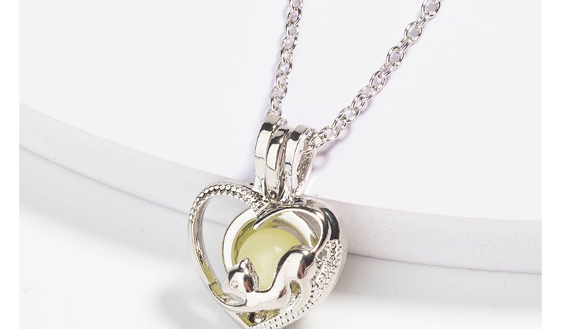 Fashion White K+ Blue Green Fox Love Heart Shaped Necklace,Pendants