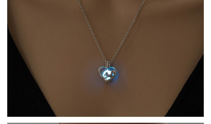Fashion White K+ Sky Blue Fox Love Heart Shaped Necklace,Pendants
