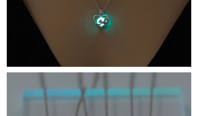 Fashion White K+ Blue Green Fox Love Heart Shaped Necklace,Pendants
