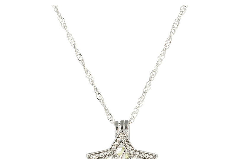 Fashion Sky Blue Pentagram Angel Diamond Luminous Necklace,Pendants