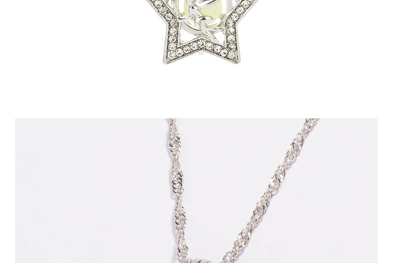 Fashion Box Color Random Pentagram Angel Diamond Luminous Necklace,Household goods