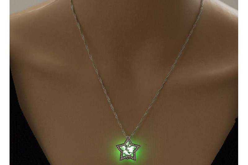 Fashion Box Color Random Pentagram Angel Diamond Luminous Necklace,Household goods