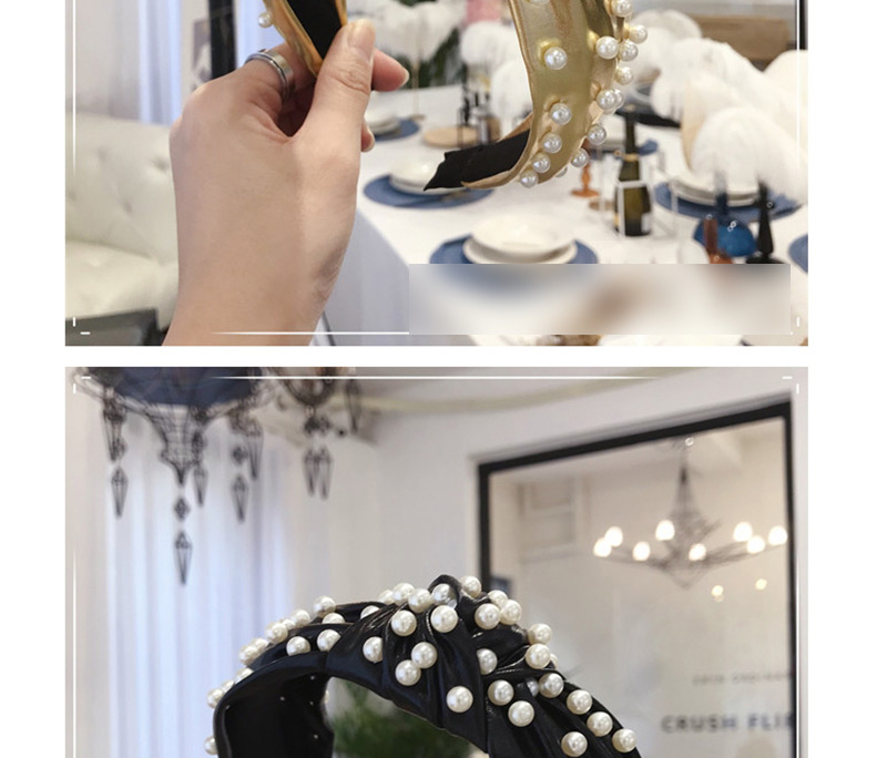 Fashion Silver Heavy Metal Pu Imitation Leather Nails Knotted Wide-brimmed Headband,Head Band