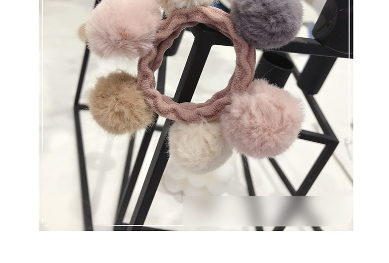 Fashion Pink Plush Hit Color Hair Ball High Elastic Without Trace Hair Ring,Hair Ring