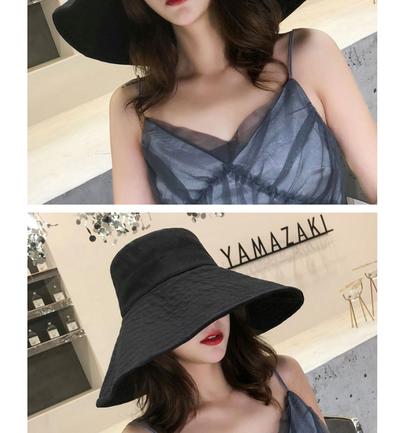 Fashion Black Sun Protection Folding Basin Cap,Sun Hats