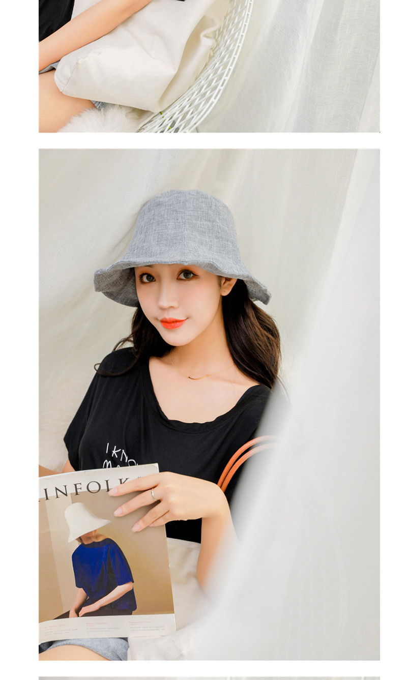 Fashion Gray Sunscreen Linen Folding Fisherman Hat,Sun Hats
