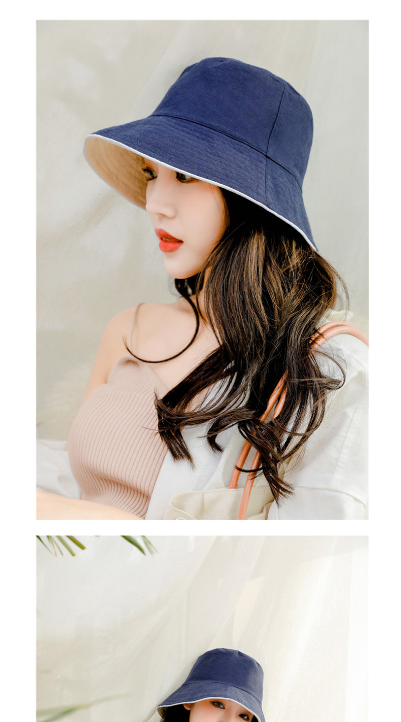 Fashion Navy Sunscreen Double-sided Folding Fisherman Hat,Sun Hats
