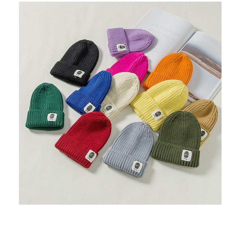 Fashion Green Patch Wool Cap Adult (56-60),Knitting Wool Hats