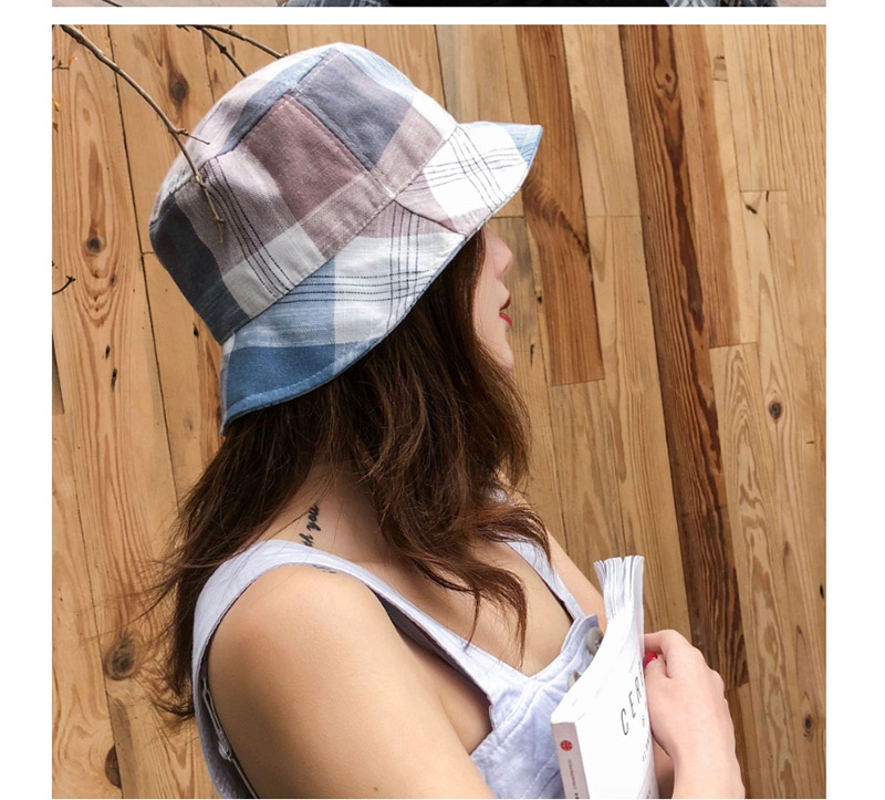 Fashion Black Plaid Sunscreen Folding Fisherman Hat,Sun Hats