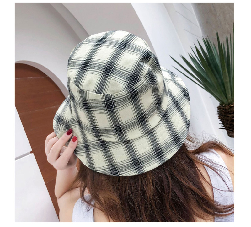 Fashion Gray Grid Sunscreen Folding Fisherman Hat,Sun Hats