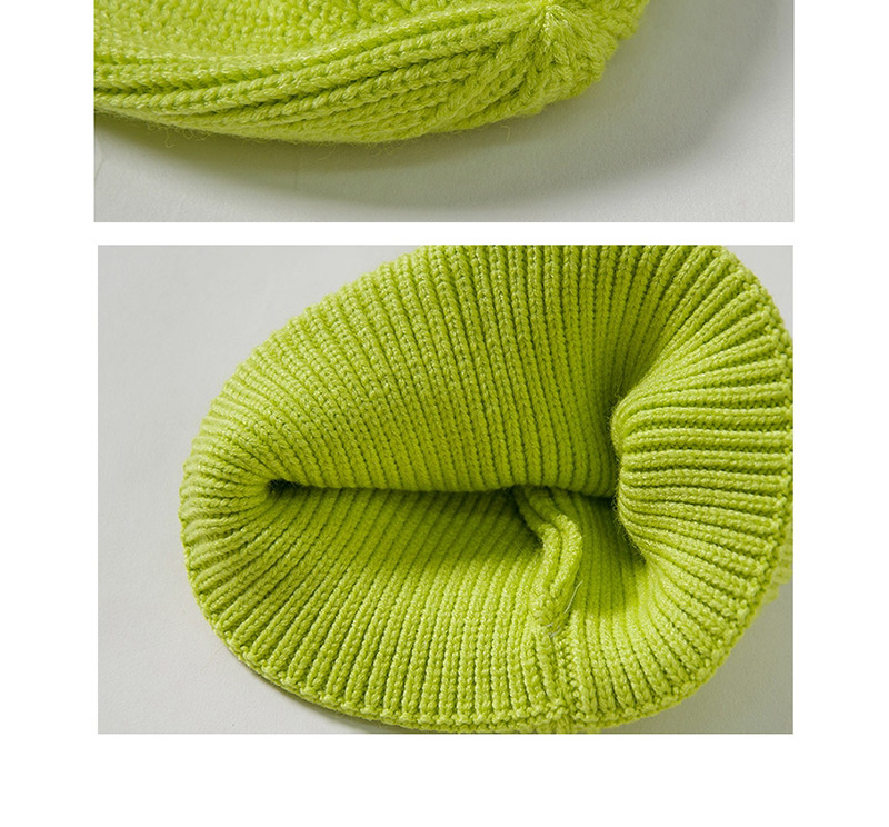 Fashion Fluorescent Green Knit Hat Embroidery Smiley Wool Child Cap,Children