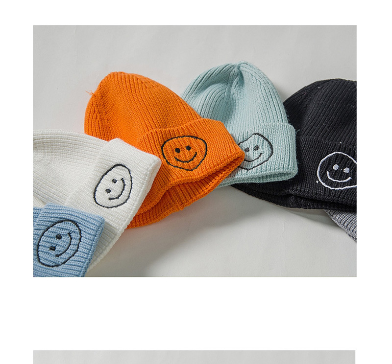 Fashion Black Knit Hat Embroidery Smiley Wool Child Cap,Children