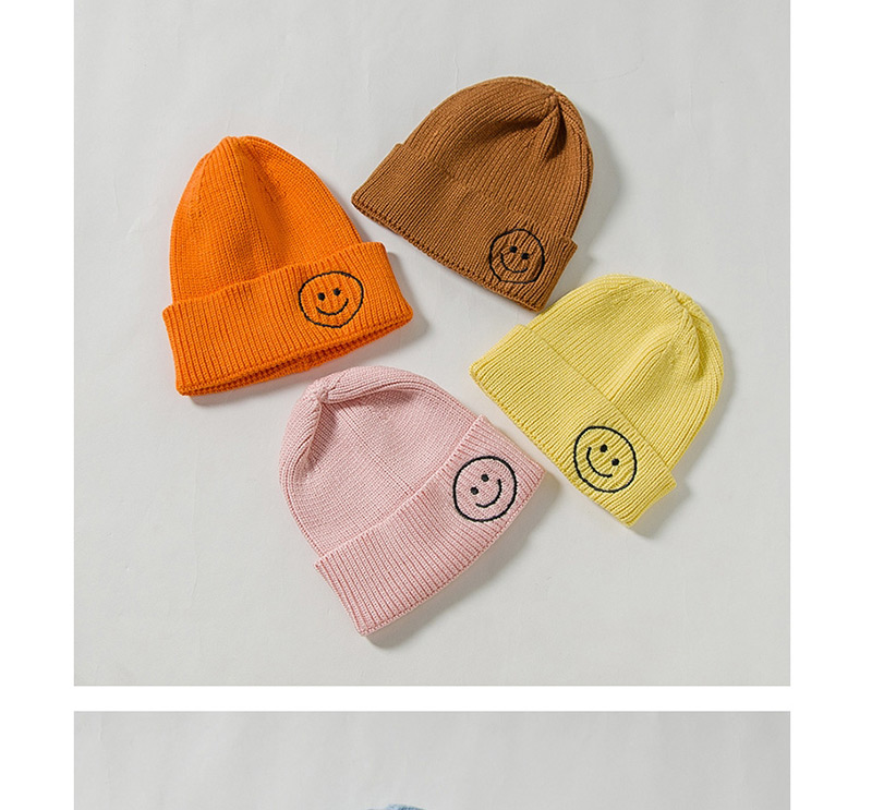 Fashion Yellow Knit Hat Embroidery Smiley Wool Child Cap,Children