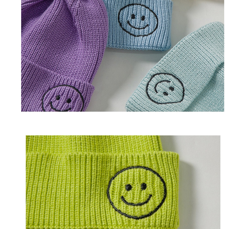 Fashion Purple Knit Hat Embroidery Smiley Wool Child Cap,Children