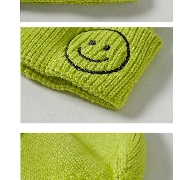 Fashion Sky Blue Knit Hat Embroidery Smiley Wool Child Cap,Children