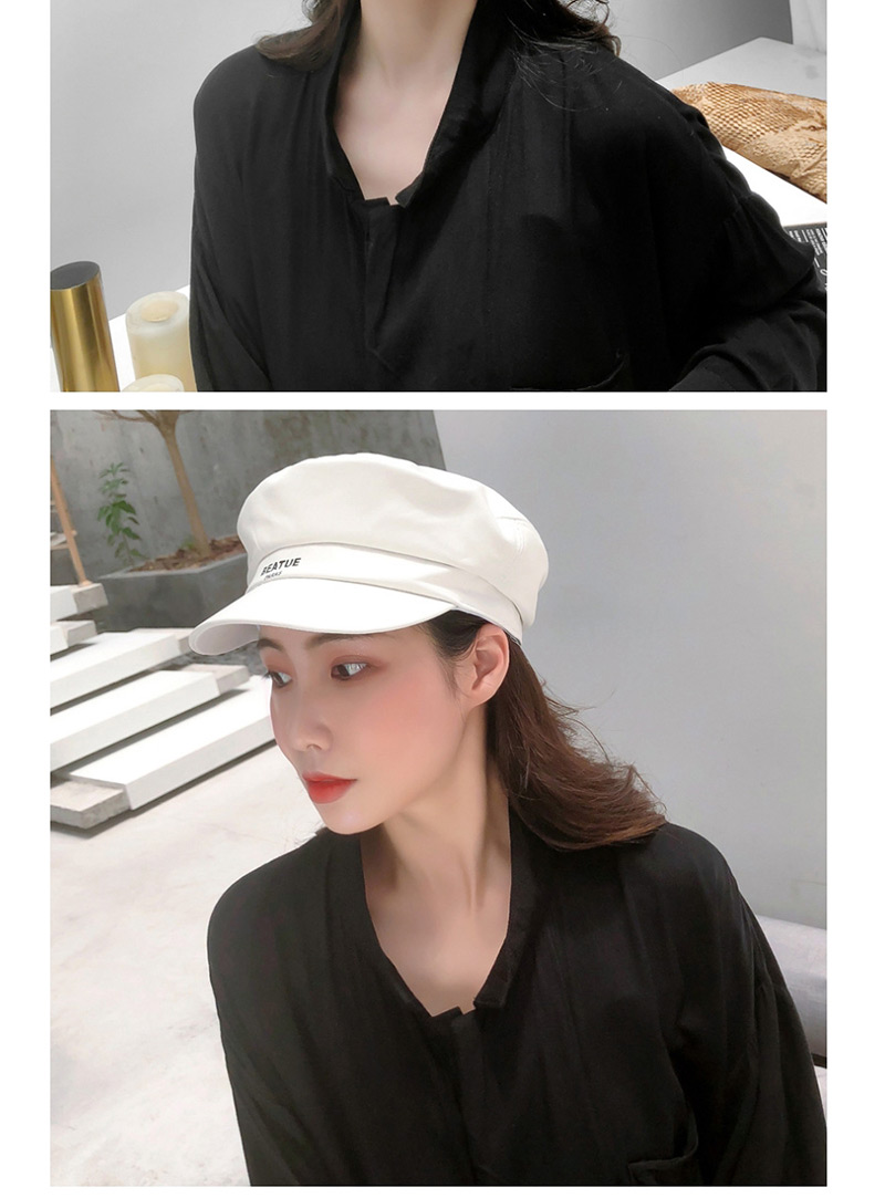 Fashion White Pu Leather Flat Navy Cap,Beanies&Others