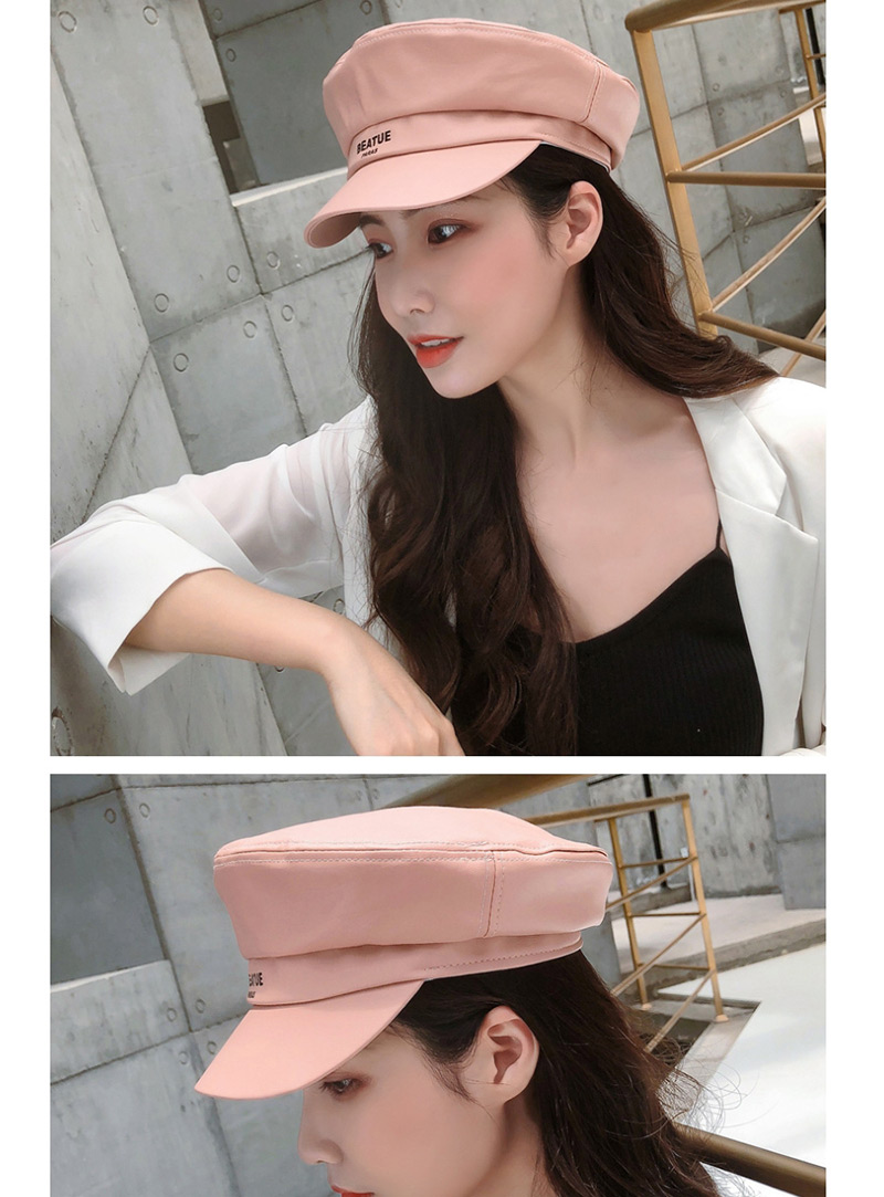 Fashion Pink Pu Leather Flat Navy Cap,Beanies&Others