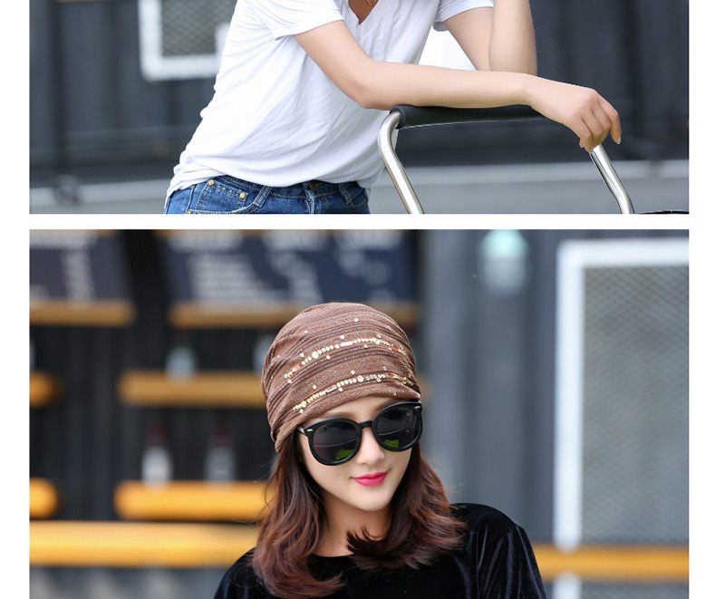 Fashion Coffee Lace Ribbon Diamond Head Cap,Beanies&Others