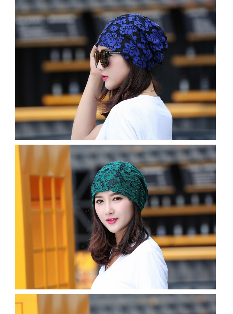 Fashion Blue Lace Flower Double-layer Cap,Beanies&Others