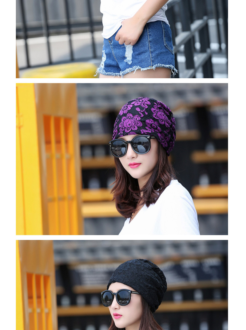 Fashion Blue Lace Flower Double-layer Cap,Beanies&Others