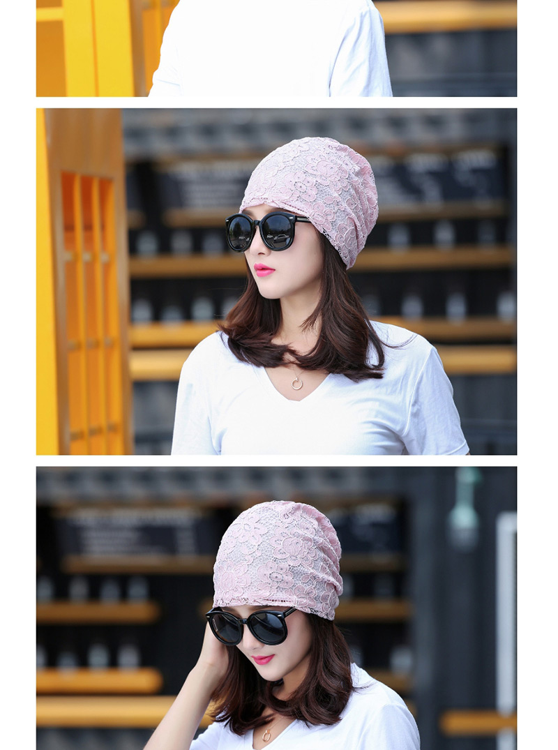 Fashion Pink Lace Flower Double-layer Cap,Beanies&Others