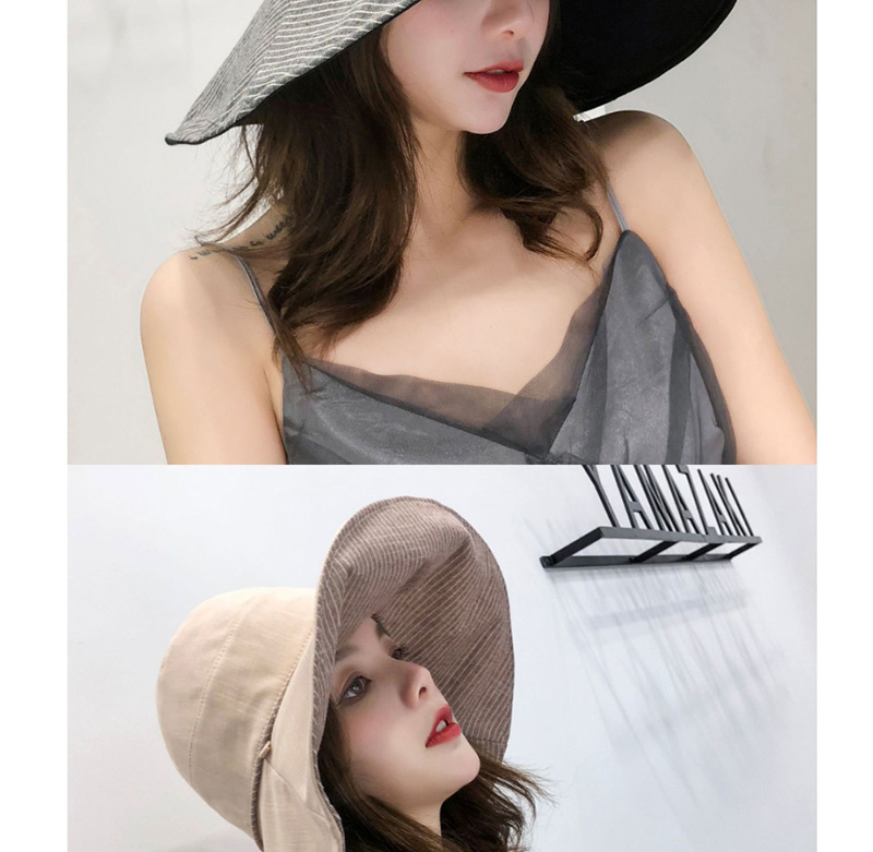 Fashion Navy Large Double-sided Striped Folding Sunscreen Fisherman Hat,Sun Hats