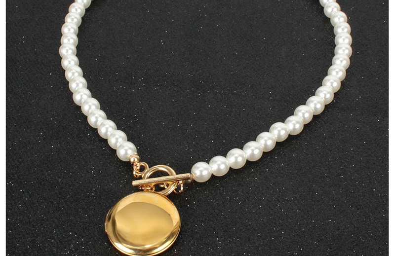 Fashion Creamy-white Platinum Gold Imitation Pearl Necklace,Pendants