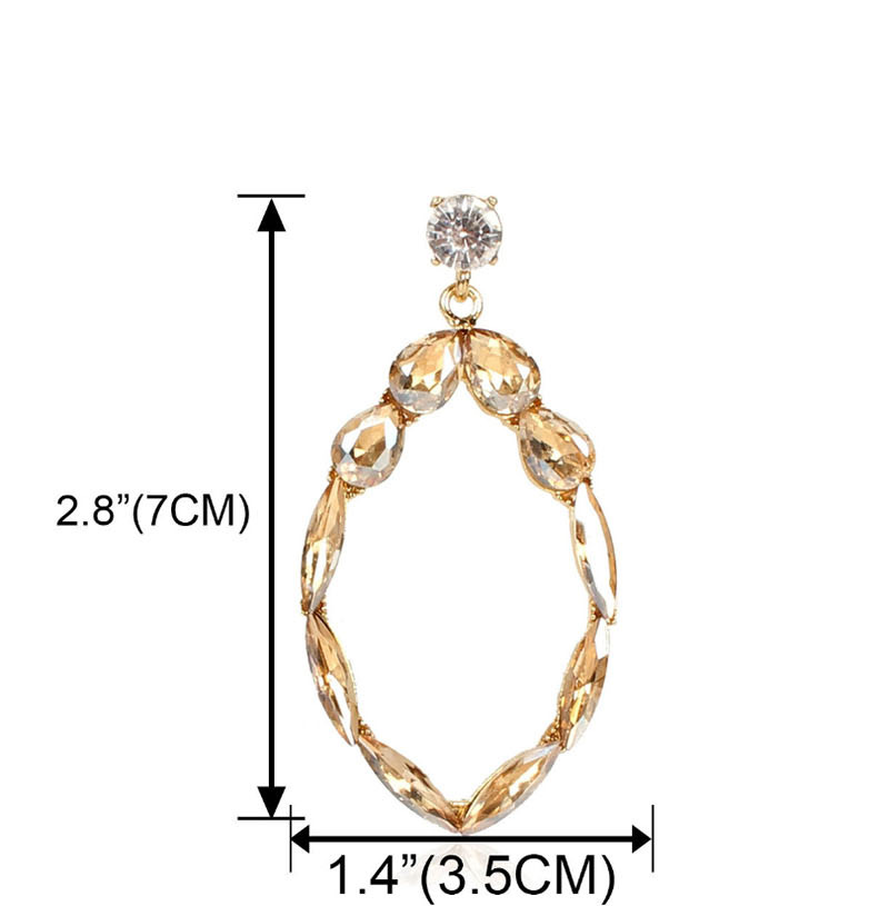 Fashion Transparent Yellow Geometric Alloy Diamond Earrings,Drop Earrings